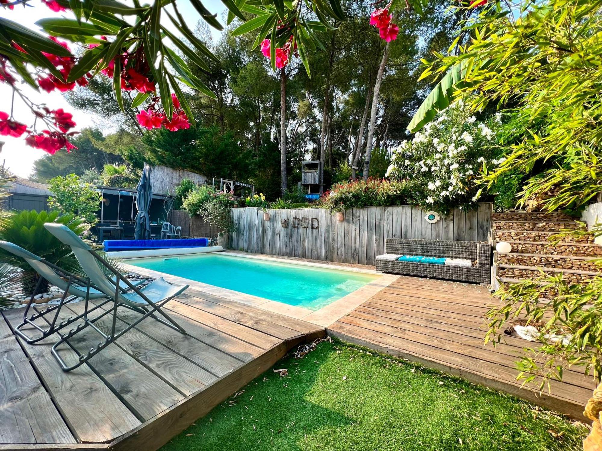 Charmant Studio Lodge Climatise Avec Jardin Et Vue Sur Le Pic Saint Loup Jacou 外观 照片